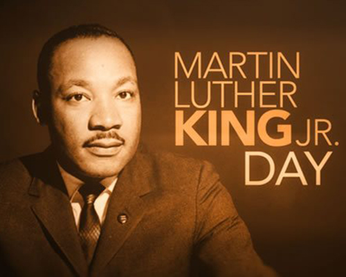 Photograph of Dr. Martin Luther King - MLK Jr Day in lettering